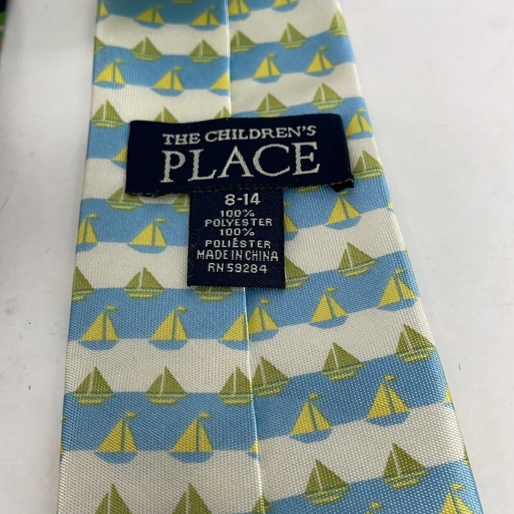 Lot of 4 Ties - 3 are clip on Orange, Purple/Pink, Blue/Green Sail Boat Blue